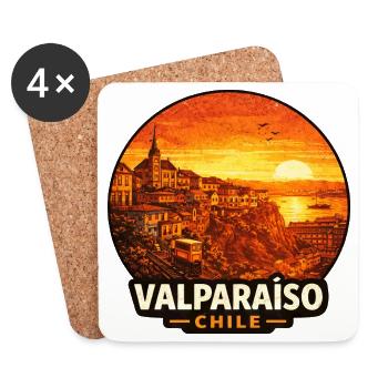 Valparaiso Chile Altstadt Koloniale Bauten Urlaub - Untersetzer (4er-Set) - Weiß - Vorne