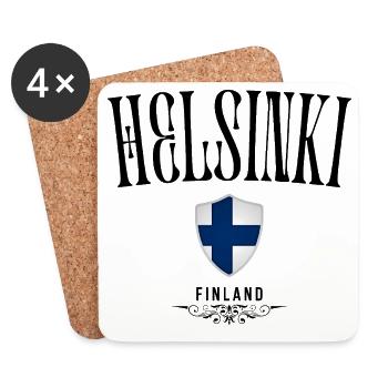 Souvenir d’Helsinki, design élégant Helsinki - Dessous de verre (lot de 4) - blanc - Devant