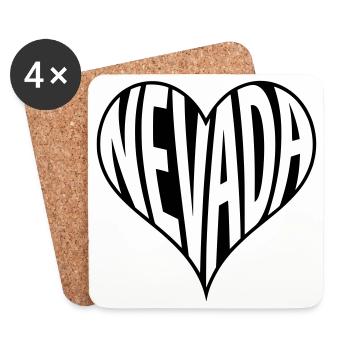Nevada USA Heart Typography - Coasters (set of 4) - white - Front