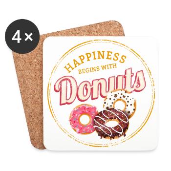 Donut Pastry Vintage Cake Doughnut Design - Dessous de verre (lot de 4) - blanc - Devant