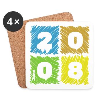 18. Geburtstag Farbige Patches since 06/2008 - Coasters (set of 4) - white - Front