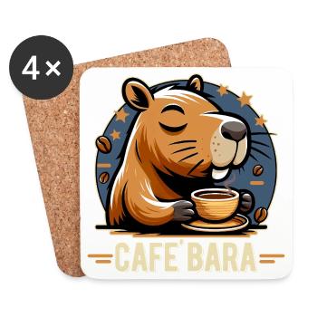 Café Bara Funny Capybara Cartoon - Coasters (set of 4) - white - Front