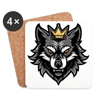 Wolf Kopf Krone - Untersetzer (4er-Set) - Weiß - Vorne