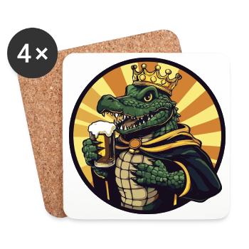 Bière d’alligator drôle - Dessous de verre (lot de 4) - blanc - Devant