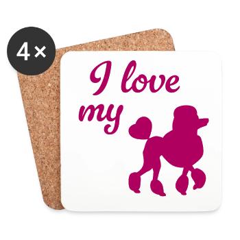 I love my Pudel Herz Frauchen Herrchen Gassi Hund - Untersetzer (4er-Set) - Weiß - Vorne