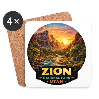 Zion Nationalpark Utah Wüste Sonnenuntergang Zelte - Untersetzer (4er-Set) - Weiß - Vorne