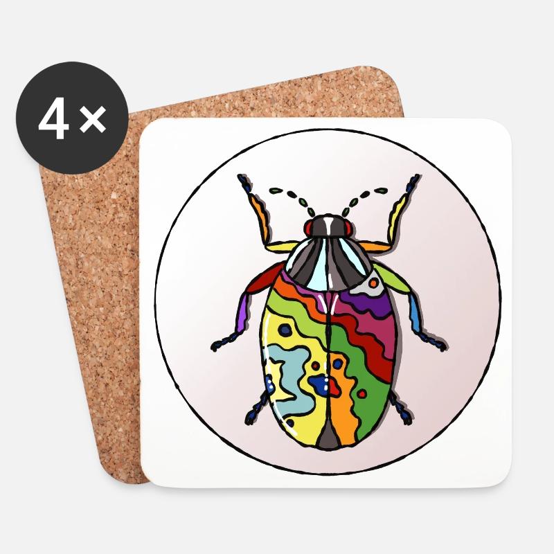 Lebender Regenbogenkäfer - Untersetzer (4er-Set) - Weiß