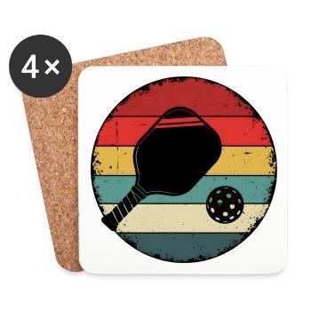 Cadeau de pickleball Rétro Sportif - Dessous de verre (lot de 4) - blanc - Devant
