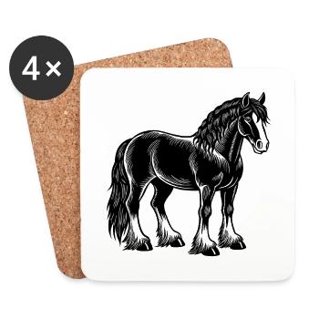 Clydesdale Horse - Dessous de verre (lot de 4) - blanc - Devant