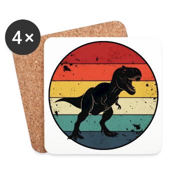 Vintage T-Rex Dinosaurier-T-Shirt – Retro-Design - Untersetzer (4er-Set) - Weiß - Vorne