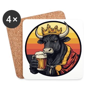 Stier Bier Lustig - Untersetzer (4er-Set) - Weiß - Vorne