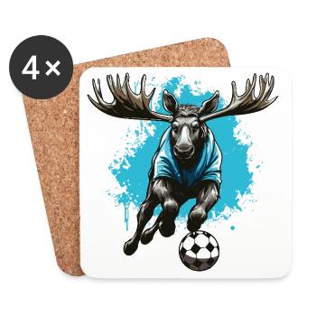 Équipe de football de Moose - Dessous de verre (lot de 4) - blanc - Devant