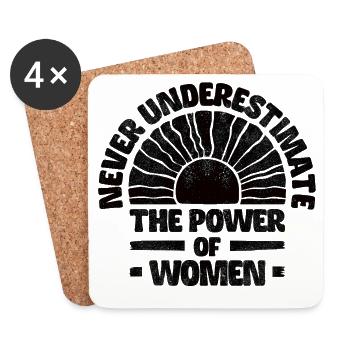 Never underestimate the power of women - black - Coasters (set of 4) - white - Front