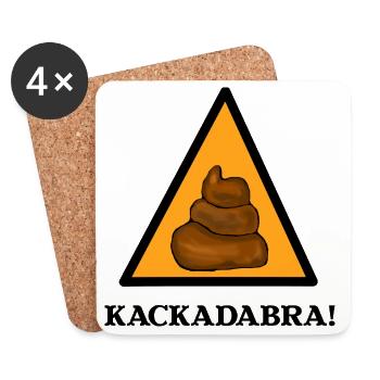 Kackadabra Funny Warning Sign Poop Kids Dogs - Coasters (set of 4) - white - Front