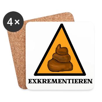Exkrementieren Kacke Haufen - Untersetzer (4er-Set) - Weiß - Vorne