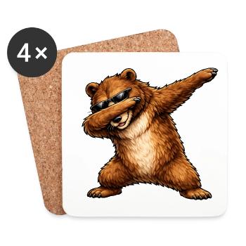 Dabbing Braunbär - Untersetzer (4er-Set) - Weiß - Vorne