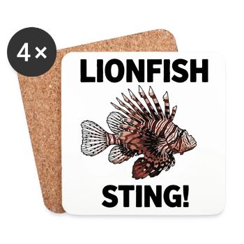 Rascasse Volante Lionfish Danger Sting Noir - Dessous de verre (lot de 4) - blanc - Devant