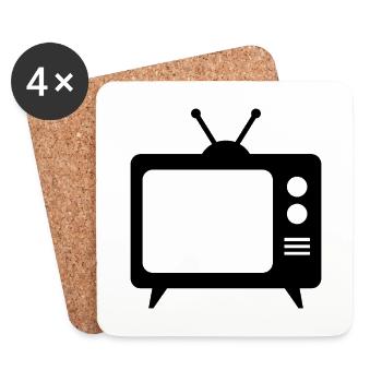 Rétro TV - Dessous de verre (lot de 4) - blanc - Devant