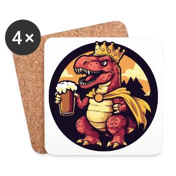 Dinosaurier T-Rex Bier Lustig - Untersetzer (4er-Set) - Weiß - Vorne