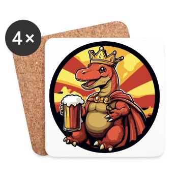 Dinosaur Brontosaurus Beer Funny - Coasters (set of 4) - white - Front