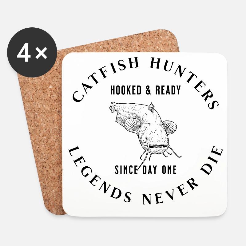Catfish Hunters - Legends Never Die - Untersetzer (4er-Set) - Weiß