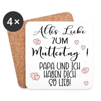 Muttertag Papa Mama - Untersetzer (4er-Set) - Weiß - Vorne