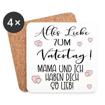 Vatertag - Mama Papa Kind - Untersetzer (4er-Set) - Weiß - Vorne