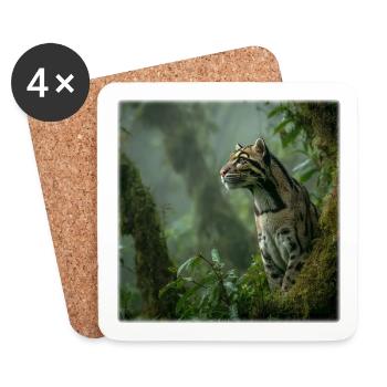 Clouded leopards in the rainforest Noble wildcats - Coasters (set of 4) - white - Front
