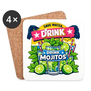 Save the water, drink Mojitos - Coasters (set of 4) - white - Front