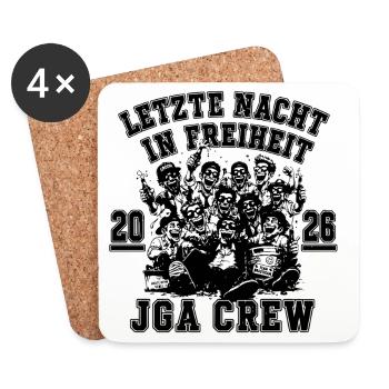 JGA 2026 Letzte Nacht in Freiheit JGA Crew - Untersetzer (4er-Set) - Weiß - Vorne