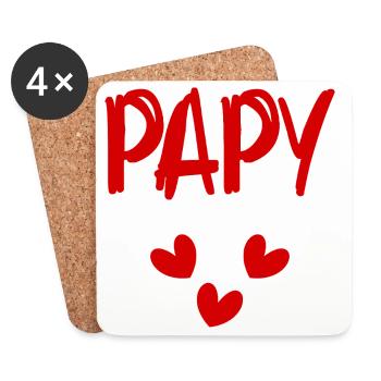 PAPY. PAPA. FÊTE DES PÈRES. BONNE FÊTE PAPY - Dessous de verre (lot de 4) - blanc - Devant