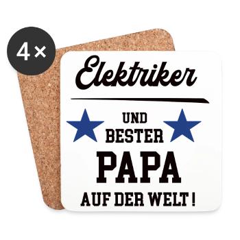 Elektriker Bester Papa Vatertag Geburtstag - Untersetzer (4er-Set) - Weiß - Vorne