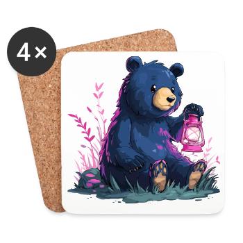 Bear with lantern - Coasters (set of 4) - white - Front