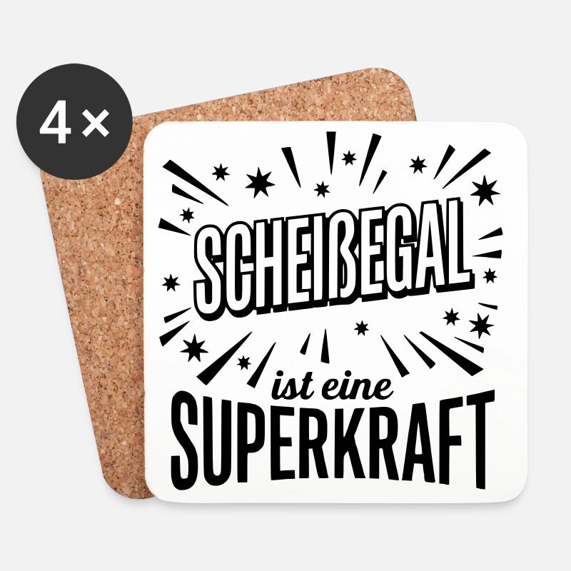 Scheissegal Superkraft - Lustiger Spruch Slogan - Untersetzer (4er-Set) - Weiß