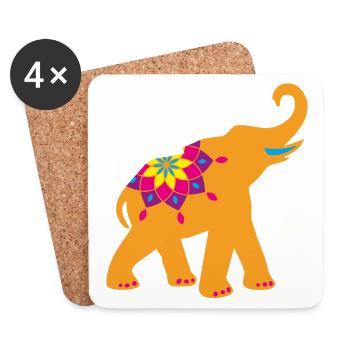 Yoga Elefant Indien bunt Tierliebe Namaste Deko - Untersetzer (4er-Set) - Weiß - Vorne
