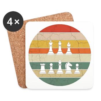  Cadeau joueur d'échecs Humour échecs - Dessous de verre (lot de 4) - blanc - Devant