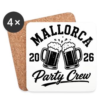 Équipe de fête de Majorque 2026 Bière Bière Bière - Dessous de verre (lot de 4) - blanc - Devant