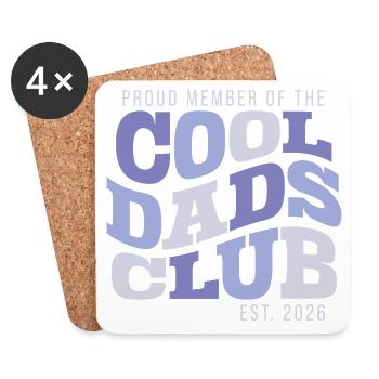 Club des papas cool - Cadeau de la fête des pères 2026 - Dessous de verre (lot de 4) - blanc - Devant