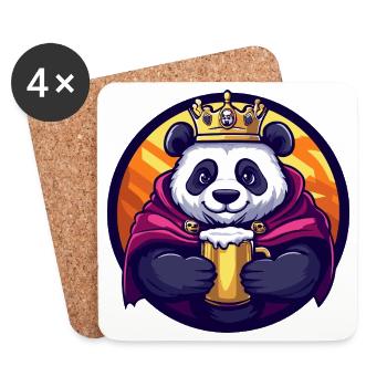 Panda Bier Lustig - Untersetzer (4er-Set) - Weiß - Vorne