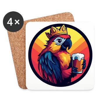 Papagei Bier Lustig - Untersetzer (4er-Set) - Weiß - Vorne