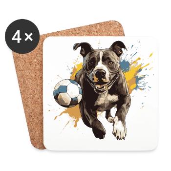Staffordshire Bull Terrier Dog Football - Dessous de verre (lot de 4) - blanc - Devant