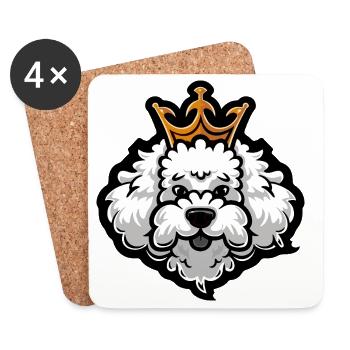 Pudel Hund Krone - Untersetzer (4er-Set) - Weiß - Vorne