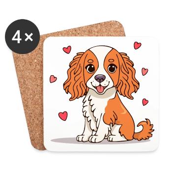 Cavalier Spaniel (bande dessinée) - Dessous de verre (lot de 4) - blanc - Devant
