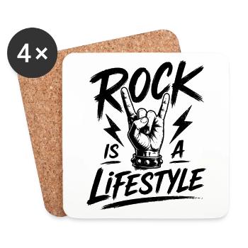 Le rock est un mode de vie - pas seulement de la musique - Dessous de verre (lot de 4) - blanc - Devant