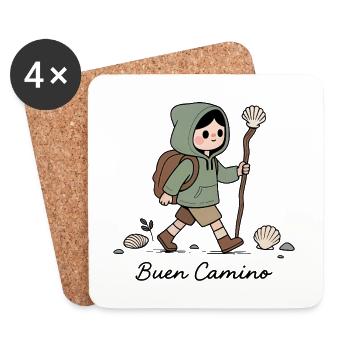 Pèlerin sur le chemin de Compostelle - Dessous de verre (lot de 4) - blanc - Devant
