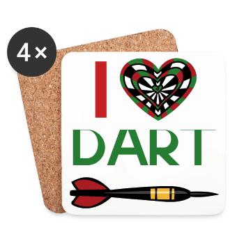 I Love Dart Herz  - Untersetzer (4er-Set) - Weiß - Vorne