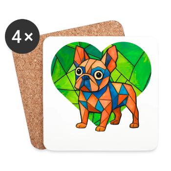French Bulldog Soccer Pro Retro Torstürmer-Kunst - Untersetzer (4er-Set) - Weiß - Vorne