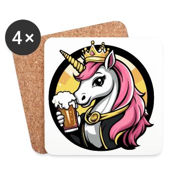 Bière licorne drôle - Dessous de verre (lot de 4) - blanc - Devant