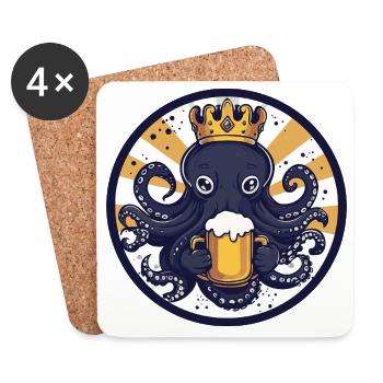 Oktopus Bier Lustig - Untersetzer (4er-Set) - Weiß - Vorne