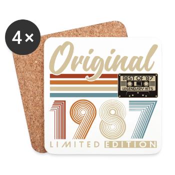 Jahrgang 1987 Retro Vintage Geburtstag Geschenk - Untersetzer (4er-Set) - Weiß - Vorne
